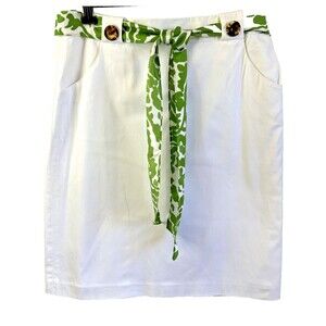 Original Milly Of New York for Bergdorf Goodman White Cotton Skirt Belted Sz 8